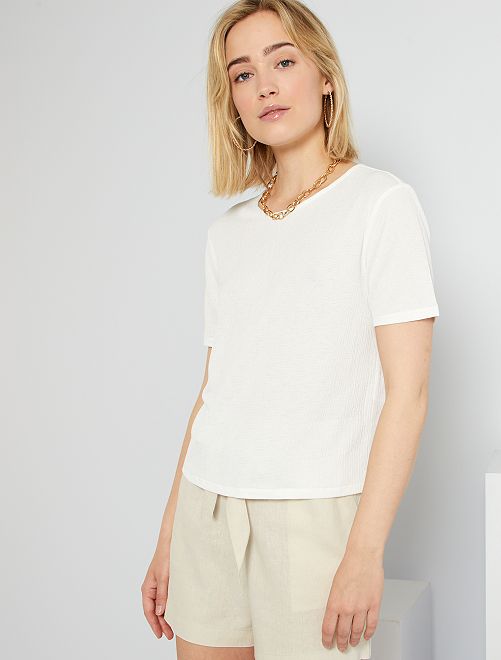 T-shirt in pizzo con lacci dietro 'JDY' - bianco - Kiabi - 17.00€