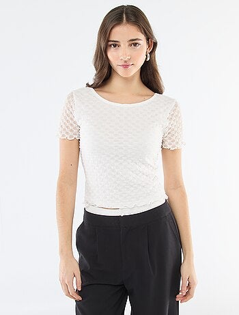 T-shirt in pizzo con schiena scoperta