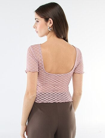 T-shirt in pizzo con schiena scoperta