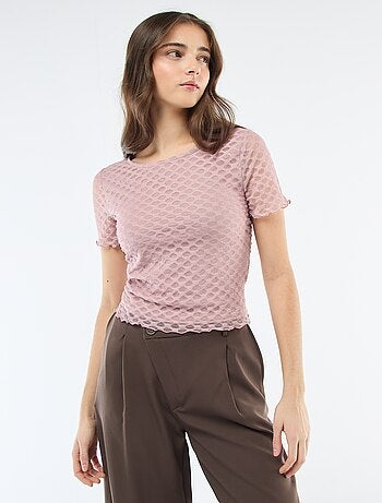 T-shirt in pizzo con schiena scoperta