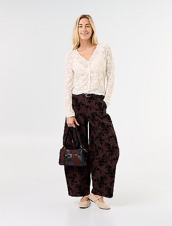 T-shirt in pizzo effetto camicia