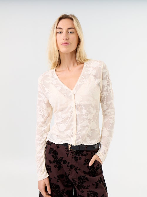 T-shirt in pizzo effetto camicia - Kiabi T-shirt in pizzo effetto camicia - Kiabi