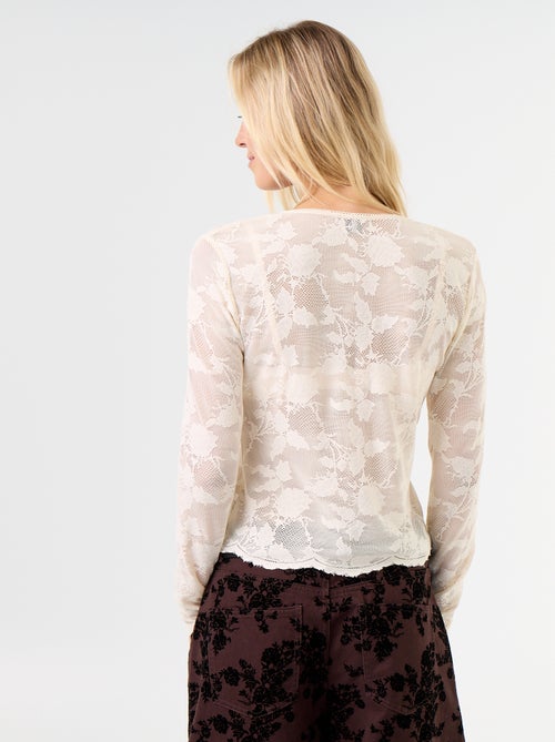 T-shirt in pizzo effetto camicia - Kiabi T-shirt in pizzo effetto camicia - Kiabi