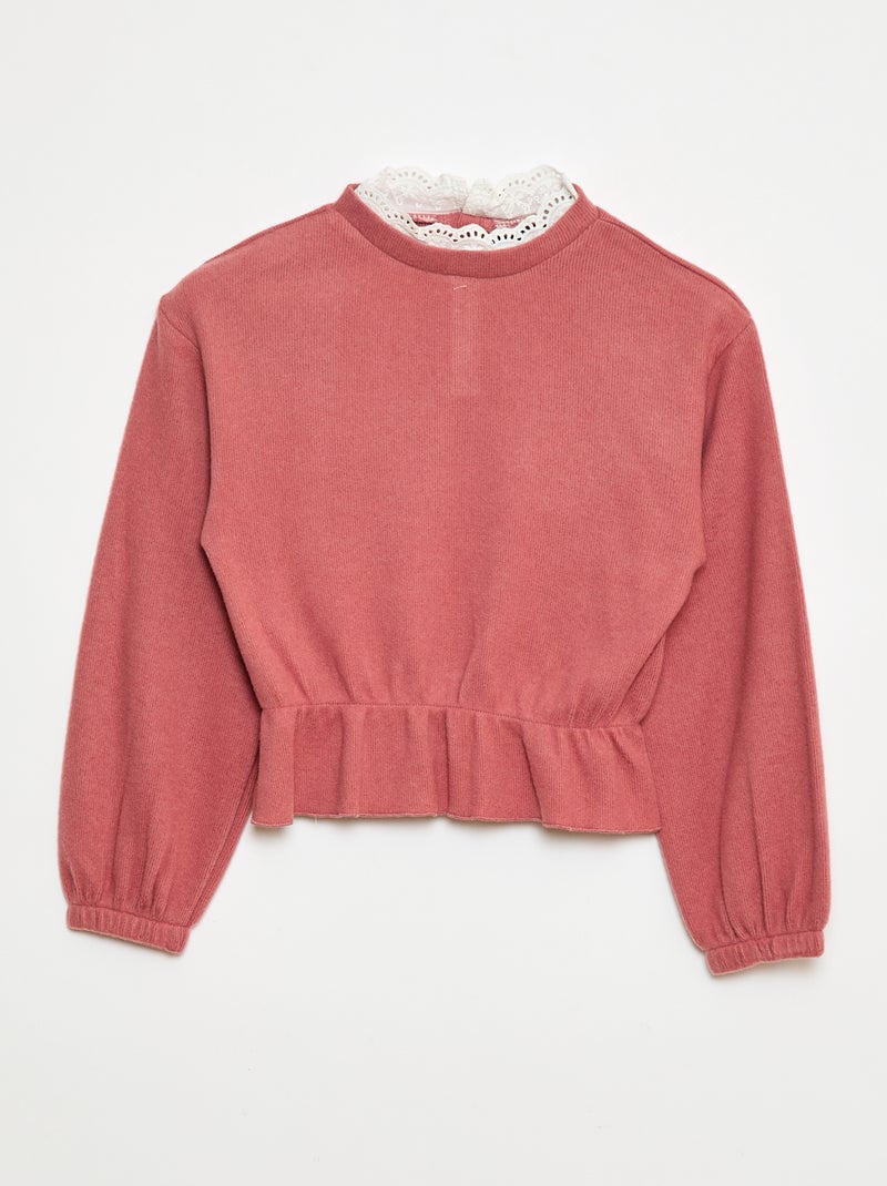 T-shirt in pizzo tinta unita Rosa - Kiabi