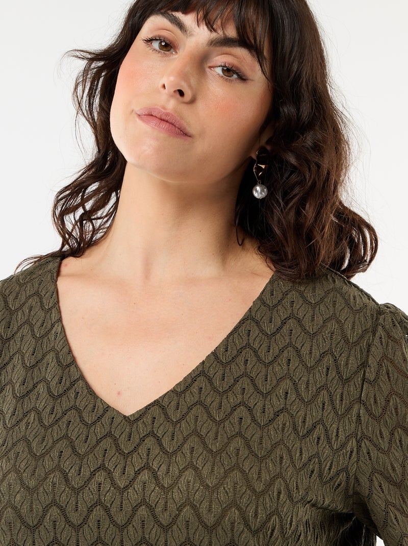 T-shirt in pizzo traforato Kaki - Kiabi