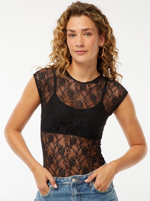 T-shirt in pizzo traforato - Kiabi