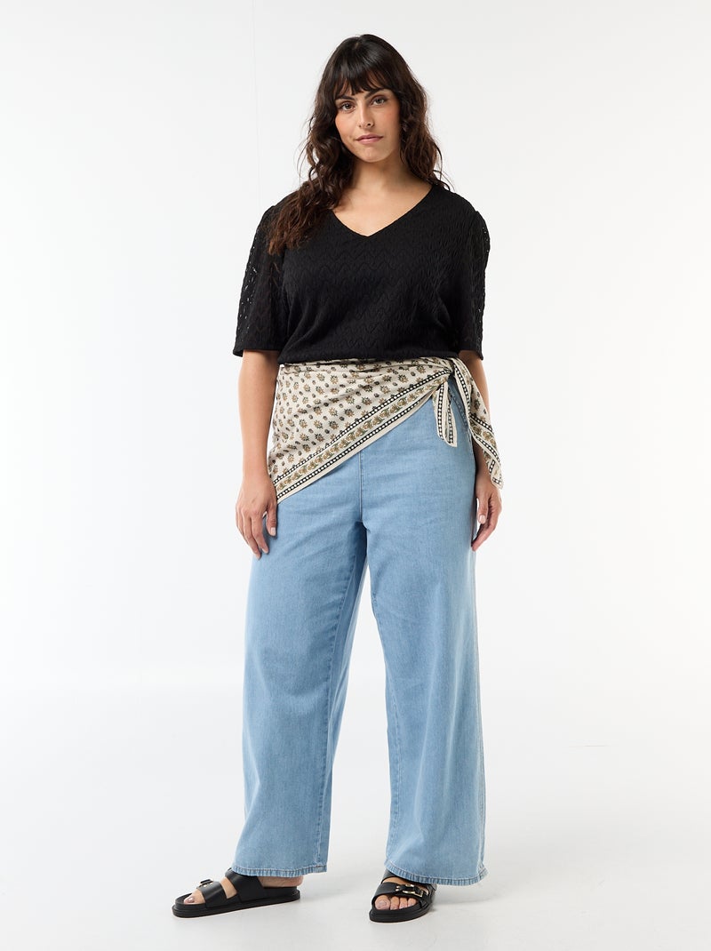 T-shirt in pizzo traforato Nero - Kiabi