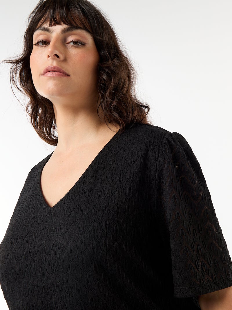 T-shirt in pizzo traforato Nero - Kiabi