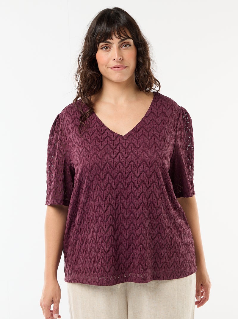 T-shirt in pizzo traforato Rosa - Kiabi