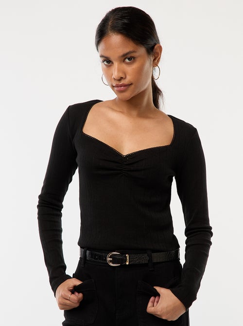 T-shirt in pointelle a maniche lunghe - Kiabi