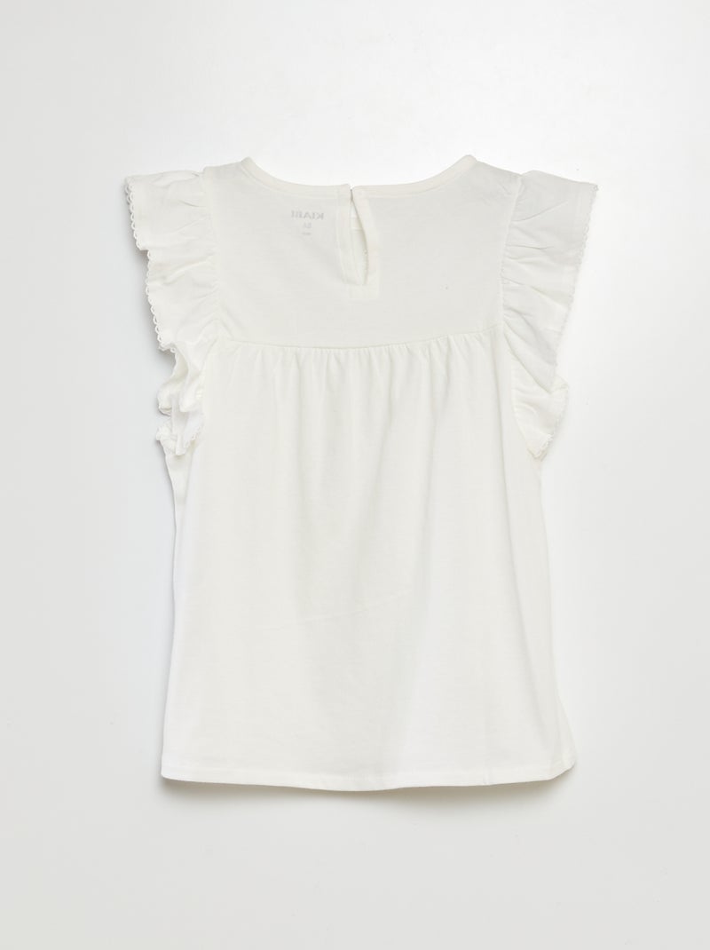 T-shirt in ricamo a punto inglese BIANCO - Kiabi