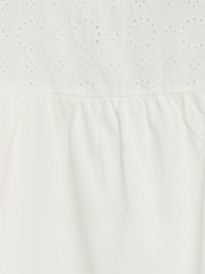 T-shirt in ricamo a punto inglese BIANCO - Kiabi