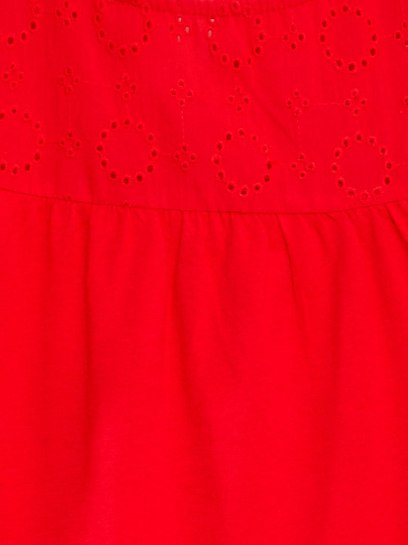 T-shirt in ricamo a punto inglese ROSSO - Kiabi