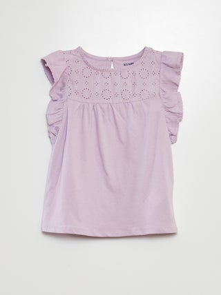 T-shirt in ricamo a punto inglese
