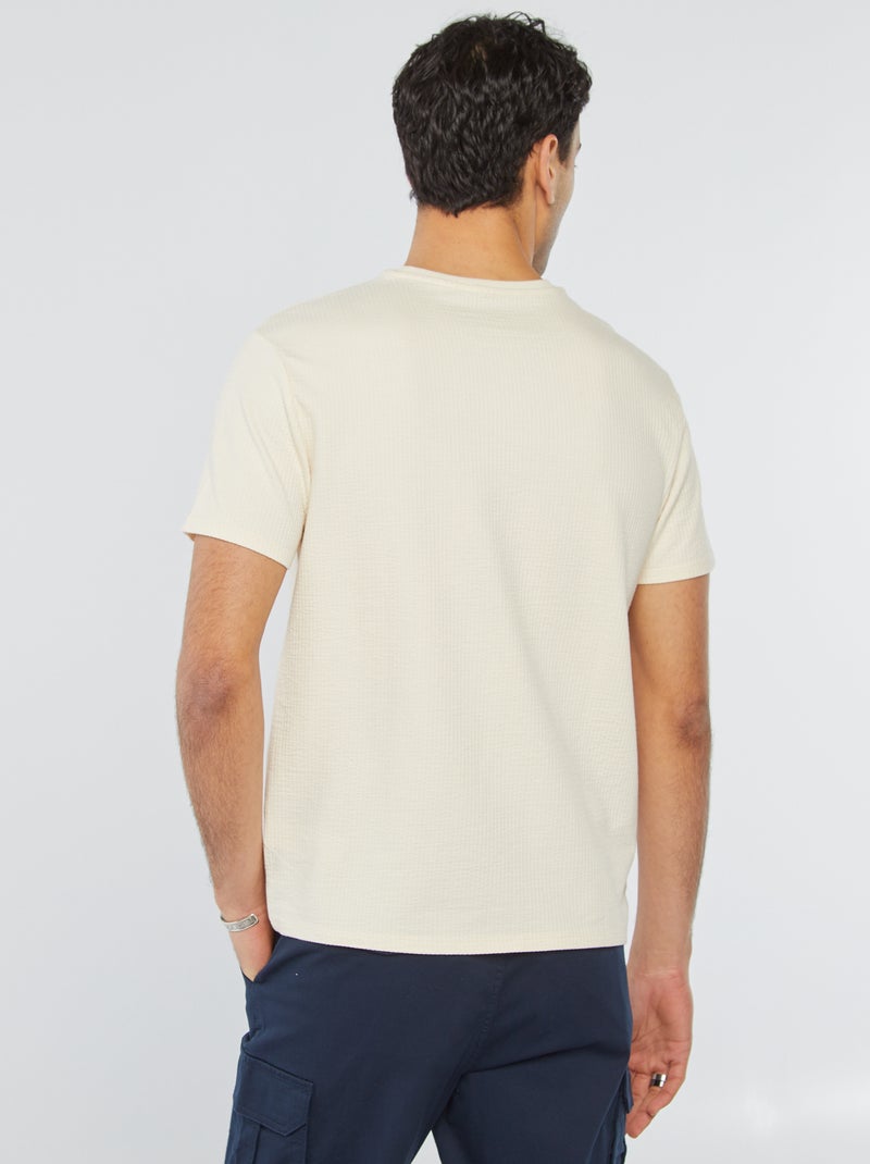 T-shirt in seersucker BIANCO - Kiabi