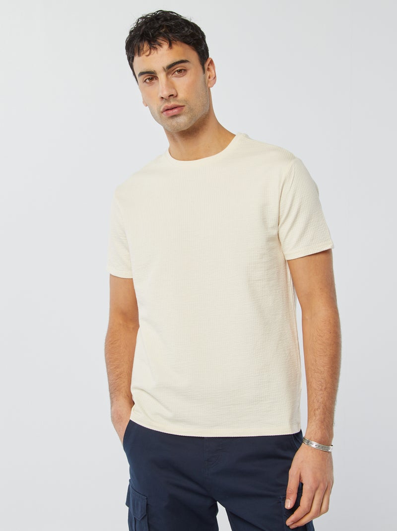 T-shirt in seersucker BIANCO - Kiabi
