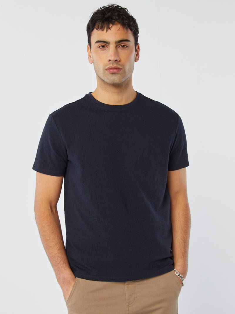 T-shirt in seersucker blu - Kiabi