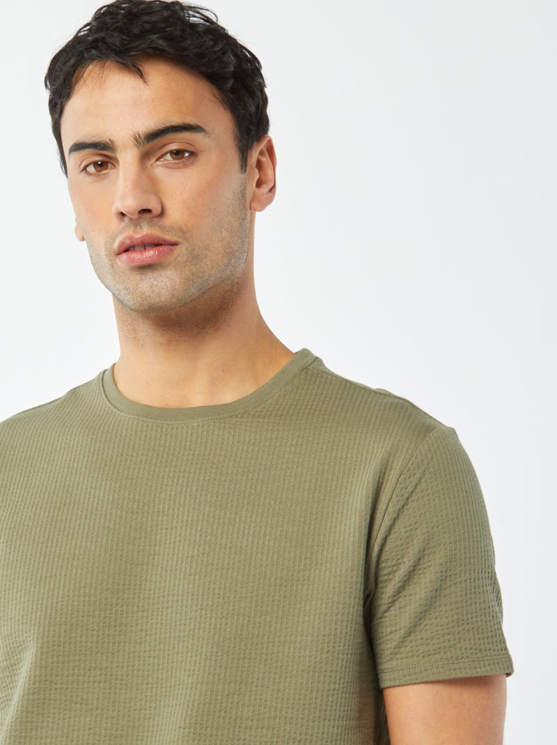 T-shirt in seersucker VERDE - Kiabi