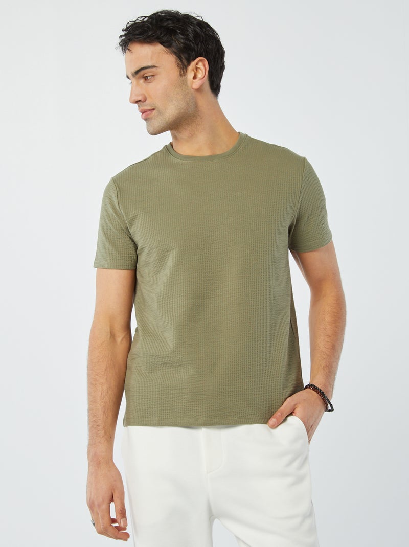T-shirt in seersucker VERDE - Kiabi