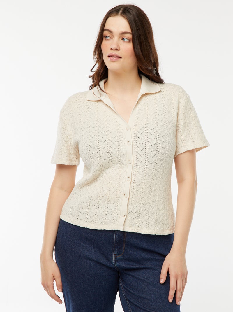 T-shirt in stile gilet lavorata a maglia Beige - Kiabi