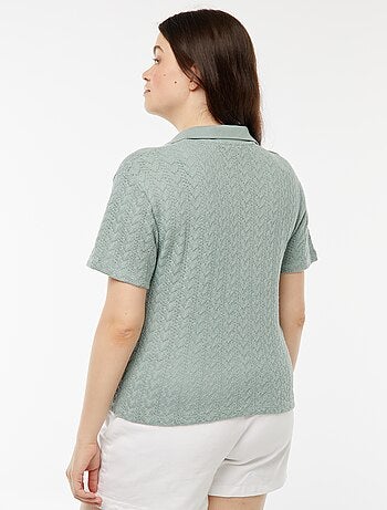 T-shirt in stile gilet lavorata a maglia