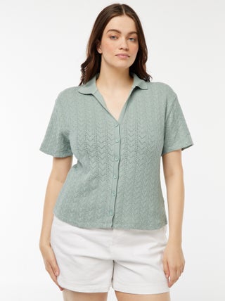 T-shirt in stile gilet lavorata a maglia