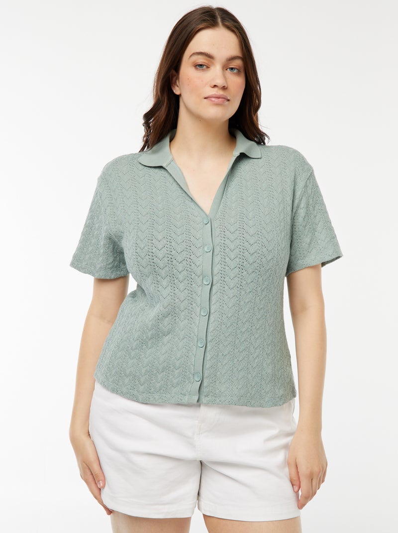 T-shirt in stile gilet lavorata a maglia blu - Kiabi