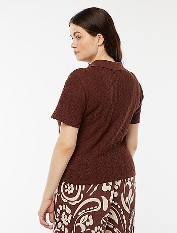 T-shirt in stile gilet lavorata a maglia