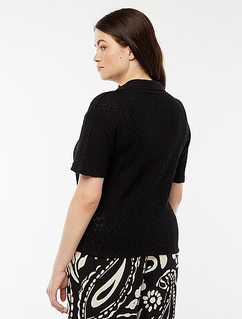 T-shirt in stile gilet lavorata a maglia