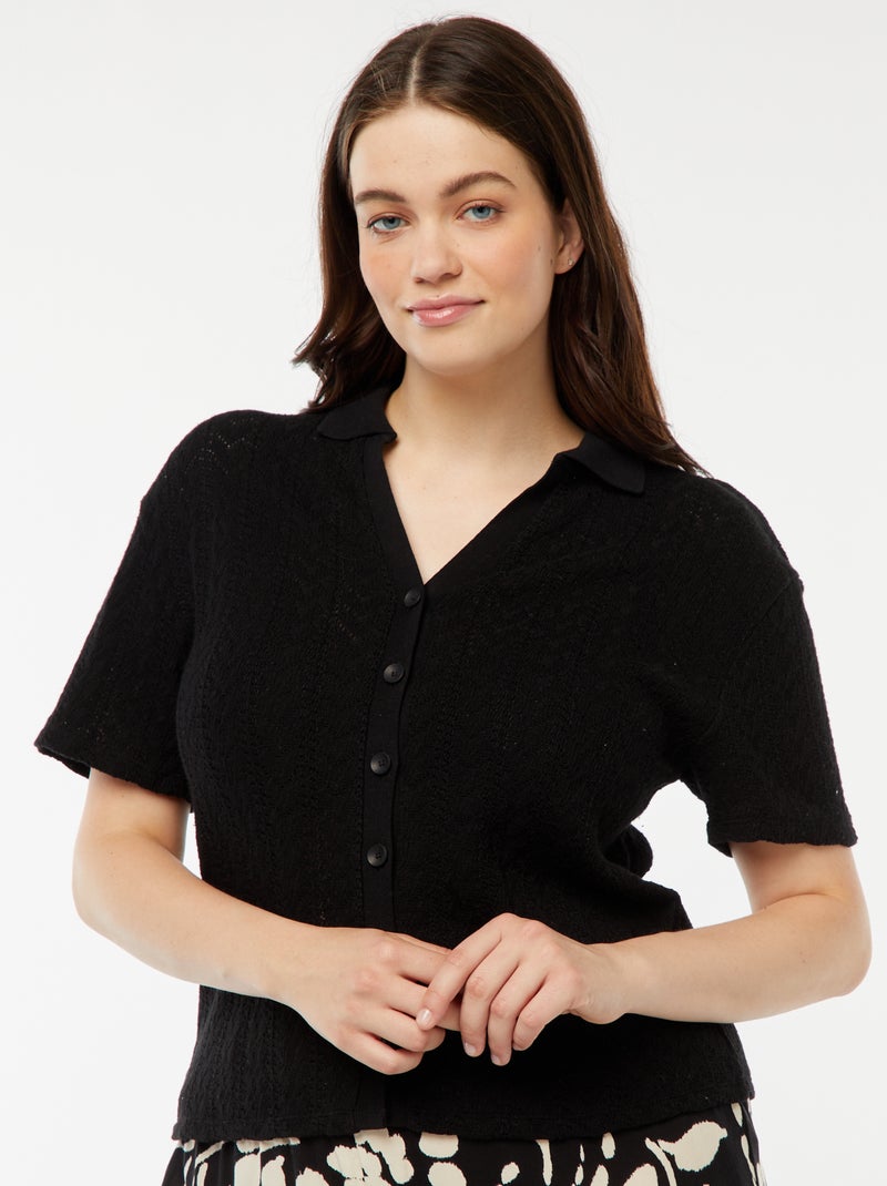 T-shirt in stile gilet lavorata a maglia nero - Kiabi