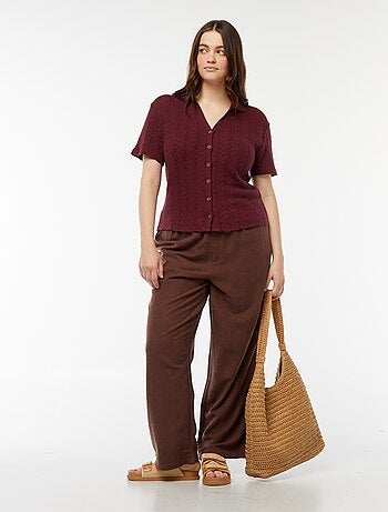 T-shirt in stile gilet lavorata a maglia