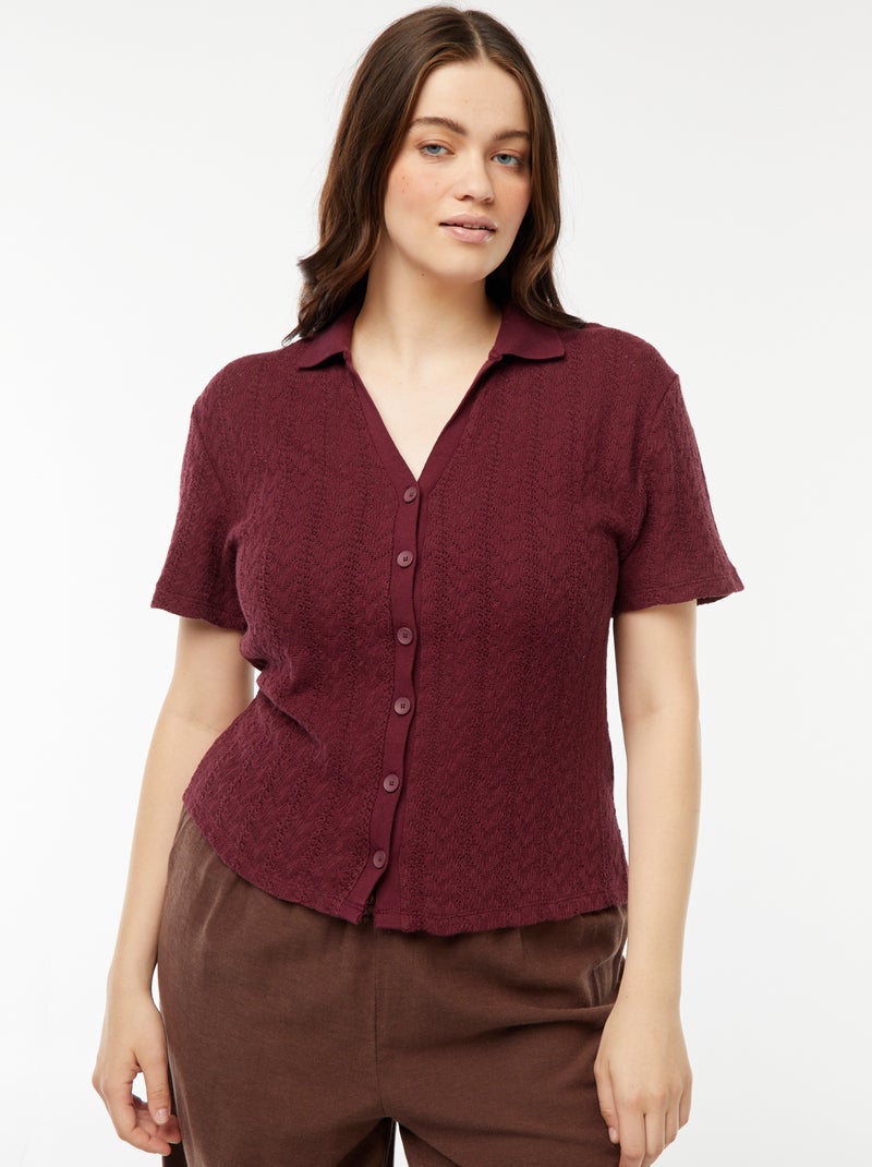 T-shirt in stile gilet lavorata a maglia Rosso - Kiabi