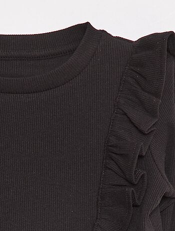 T-shirt in tessuto a coste a maniche lunghe