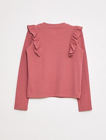 T-shirt in tessuto a coste a maniche lunghe