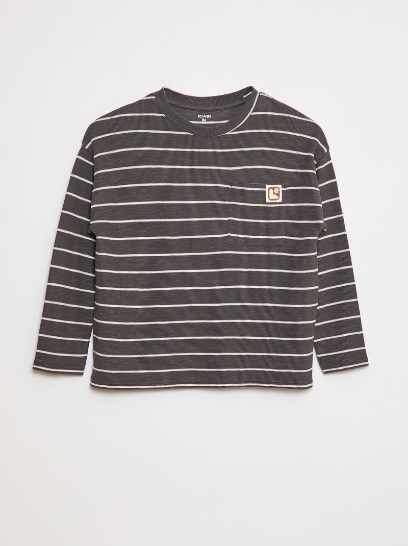 T-shirt in tessuto a righe Grigio - Kiabi