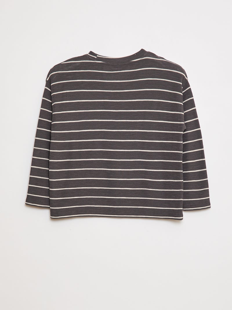 T-shirt in tessuto a righe Grigio - Kiabi