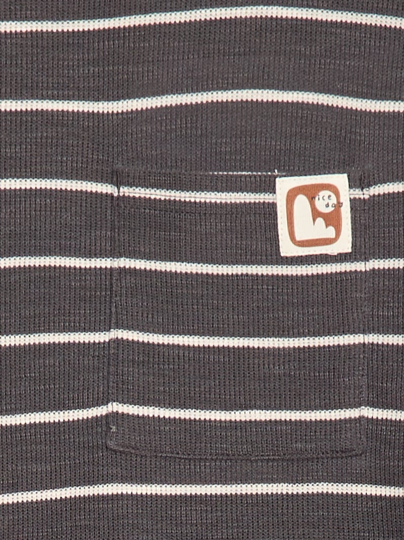 T-shirt in tessuto a righe Grigio - Kiabi
