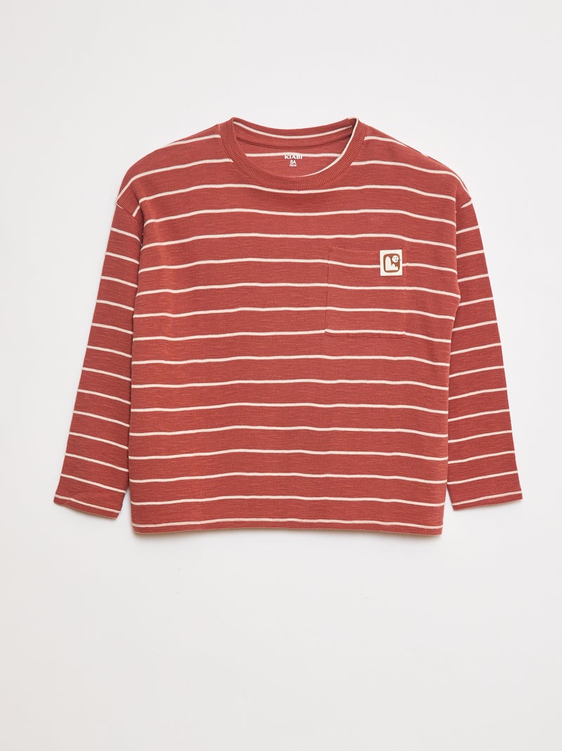 T-shirt in tessuto a righe Rosso - Kiabi