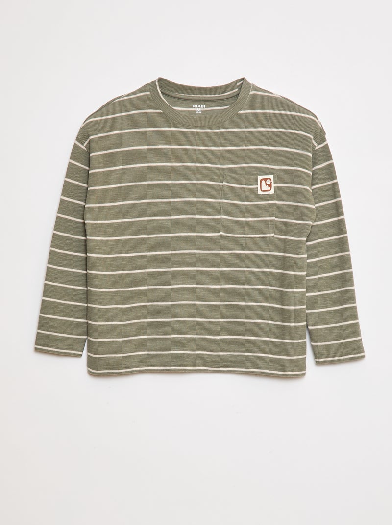 T-shirt in tessuto a righe Verde - Kiabi