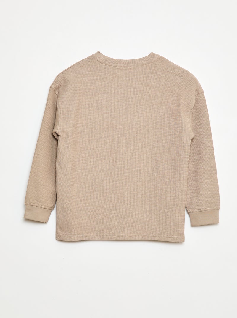 T-shirt in tessuto con ricamo Beige - Kiabi