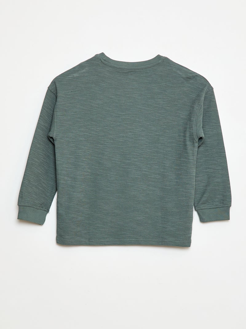 T-shirt in tessuto con ricamo Verde - Kiabi