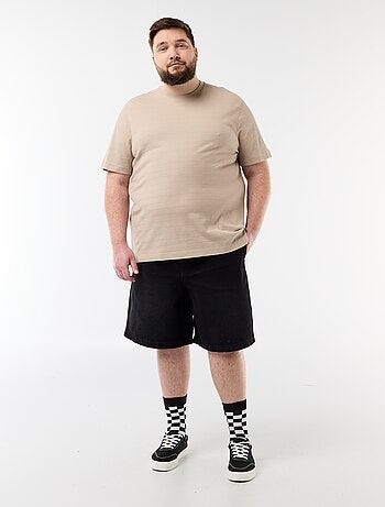 T-shirt in tessuto fantasia a costine