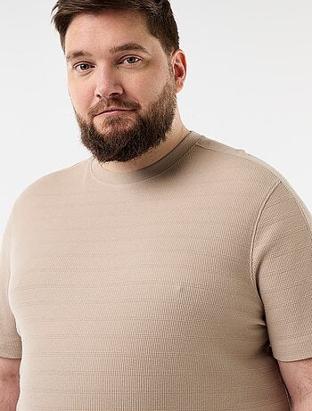 T-shirt in tessuto fantasia a costine