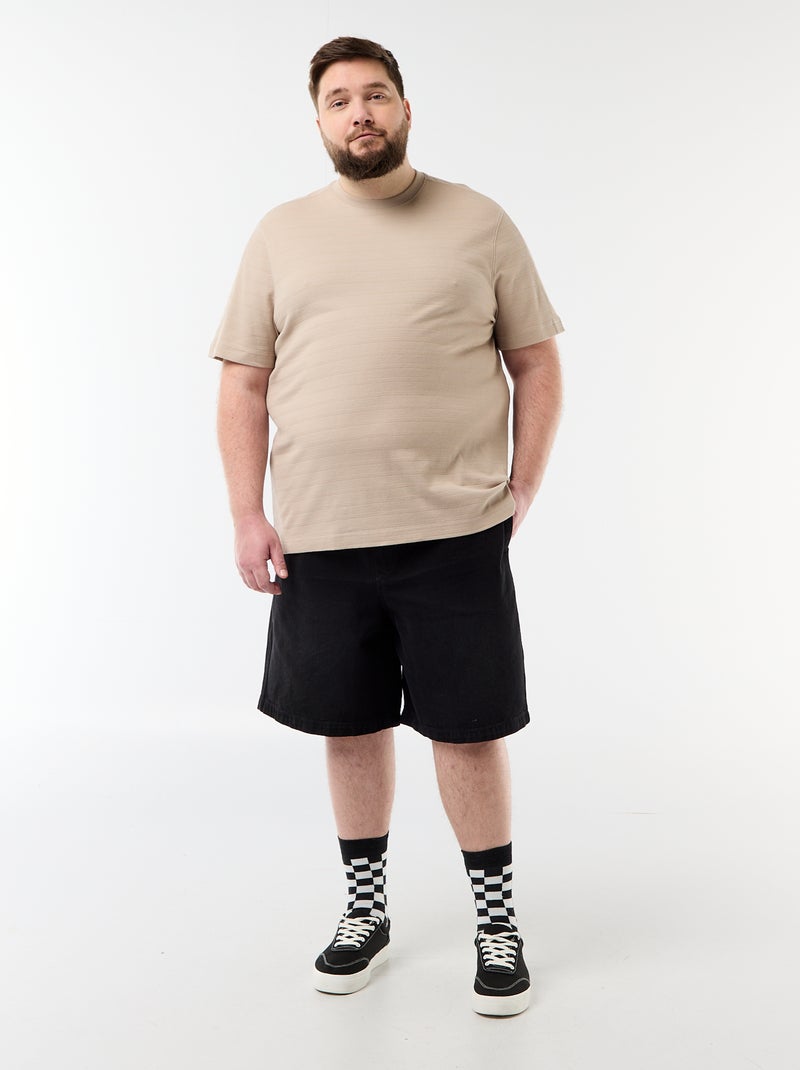 T-shirt in tessuto fantasia a costine Beige - Kiabi