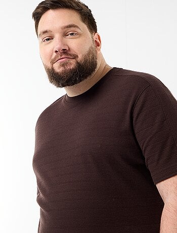 T-shirt in tessuto fantasia a costine