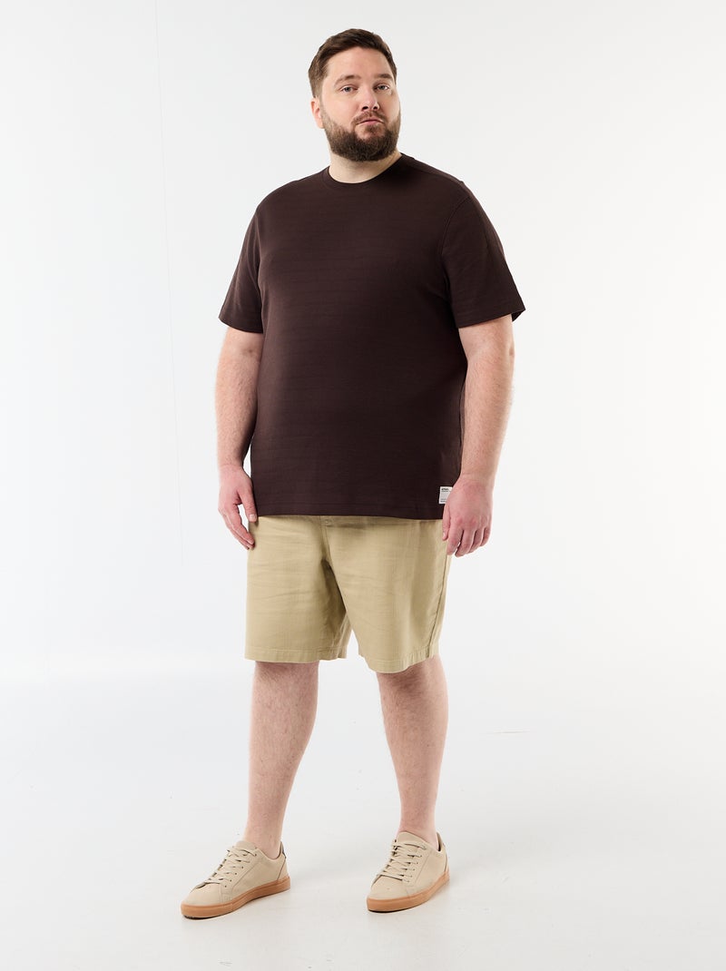 T-shirt in tessuto fantasia a costine Marrone - Kiabi