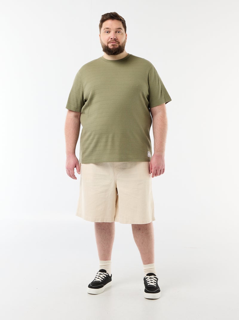 T-shirt in tessuto fantasia a costine Verde - Kiabi