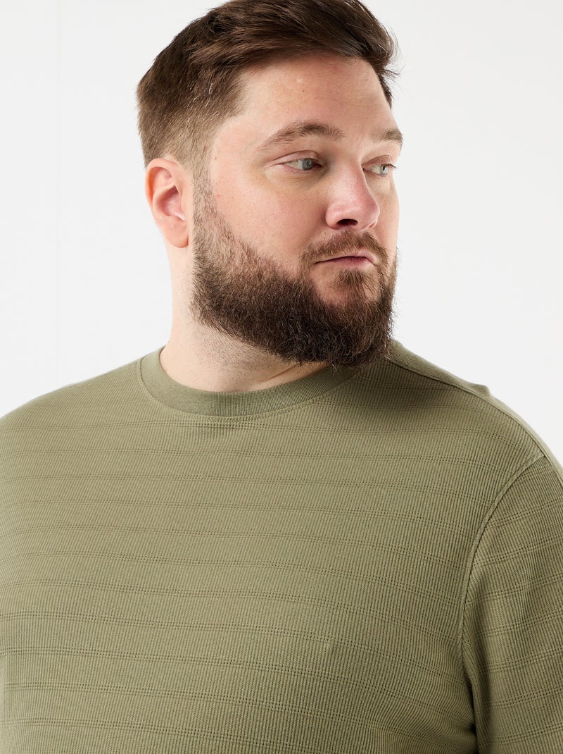 T-shirt in tessuto fantasia a costine Verde - Kiabi