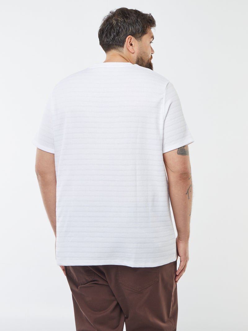 T-shirt in tessuto fantasia con maniche corte bianco - Kiabi