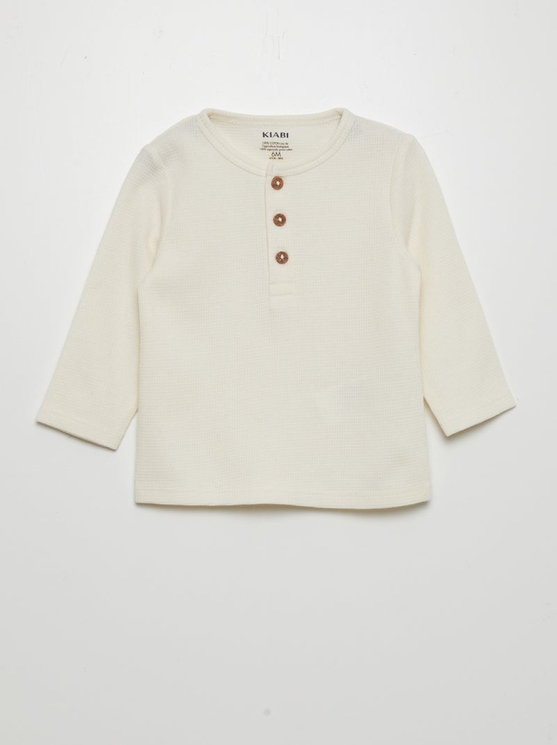 T-shirt in tessuto goffrato BIANCO - Kiabi